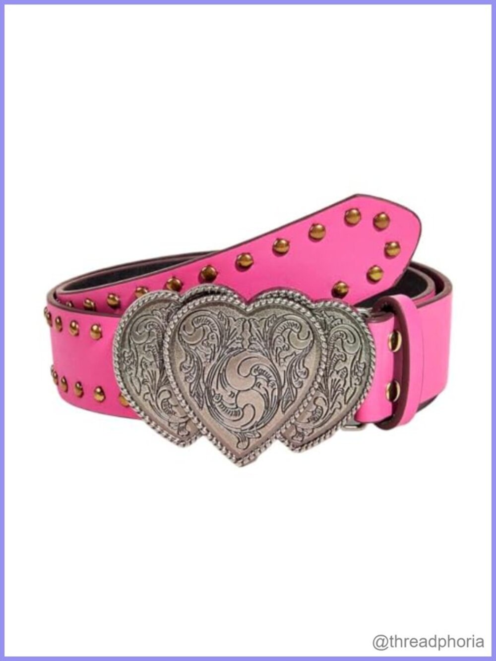 Western Leather Belt Heart Buckle Cowgirl Style One Size